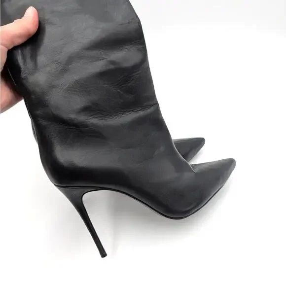 Black Suede Studio Kath 80 Knee High Boots Women's Black Leather Size US7.5 EU38 - Picture 10 of 13